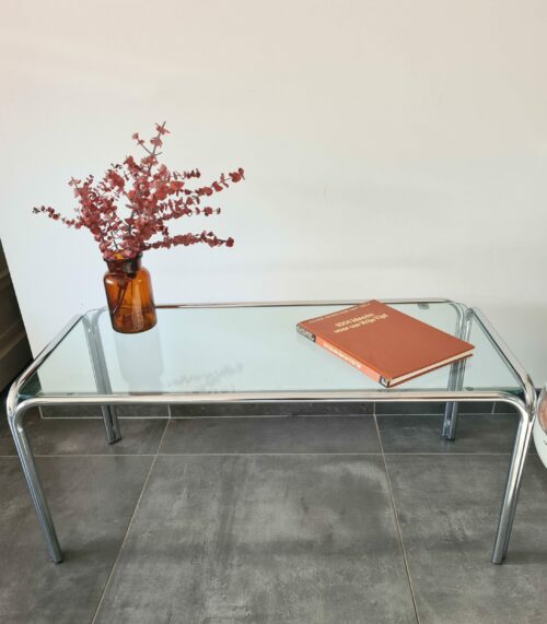Table basse en verre et chrome