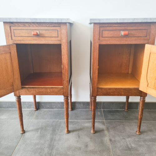 Paire tables de chevet rétro marbre gris – Image 6