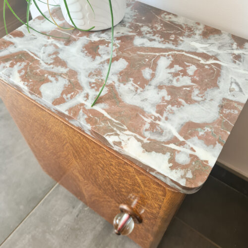 Paire tables de chevet retro marbre et bois – Image 6